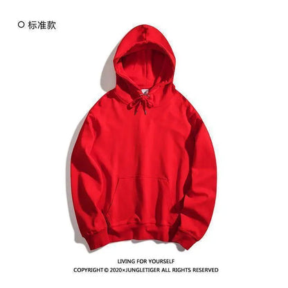 Thickened Fleece Hooded Sweatshirt Men's Solid Color Winter Jacket Korean Style Casual Wear Polyester Fabric Long Sleeve - 𝐃𝐔𝐕𝐋𝐀𝐒𝐇𝐎𝐏