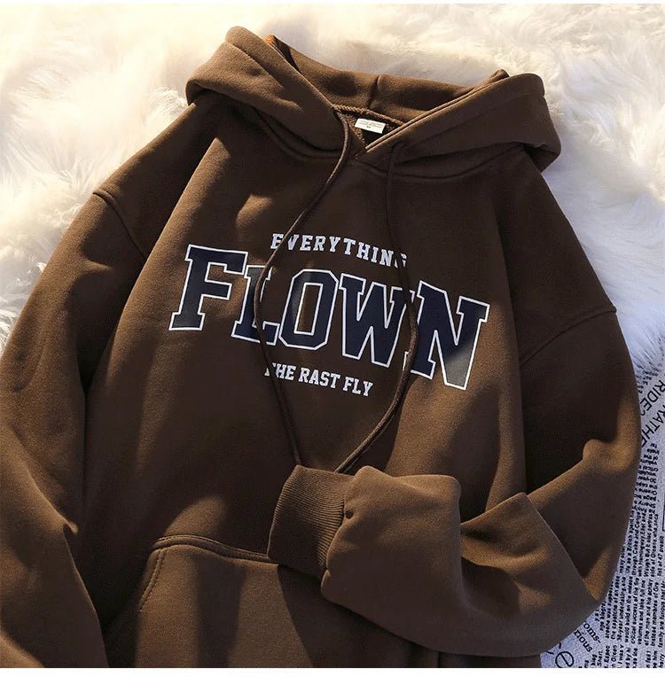 Thickened Fleece Hoodie Women's Autumn Winter American Retro Letter Loose BF Style Casual Jacket Comfortable Polyester Long S... - 𝐃𝐔𝐕𝐋𝐀𝐒𝐇𝐎𝐏