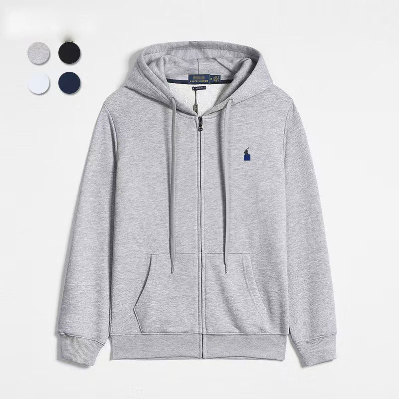 Thin RL hooded cardigan solid color sweatshirt embroidered loose plus size Polo jacket sweatpants - 𝐃𝐔𝐕𝐋𝐀𝐒𝐇𝐎𝐏