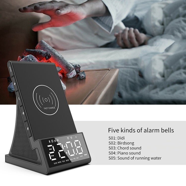 Three in one wireless charger Bluetooth speaker wireless charging alarm clock phone holder - 𝐃𝐔𝐕𝐋𝐀𝐒𝐇𝐎𝐏
