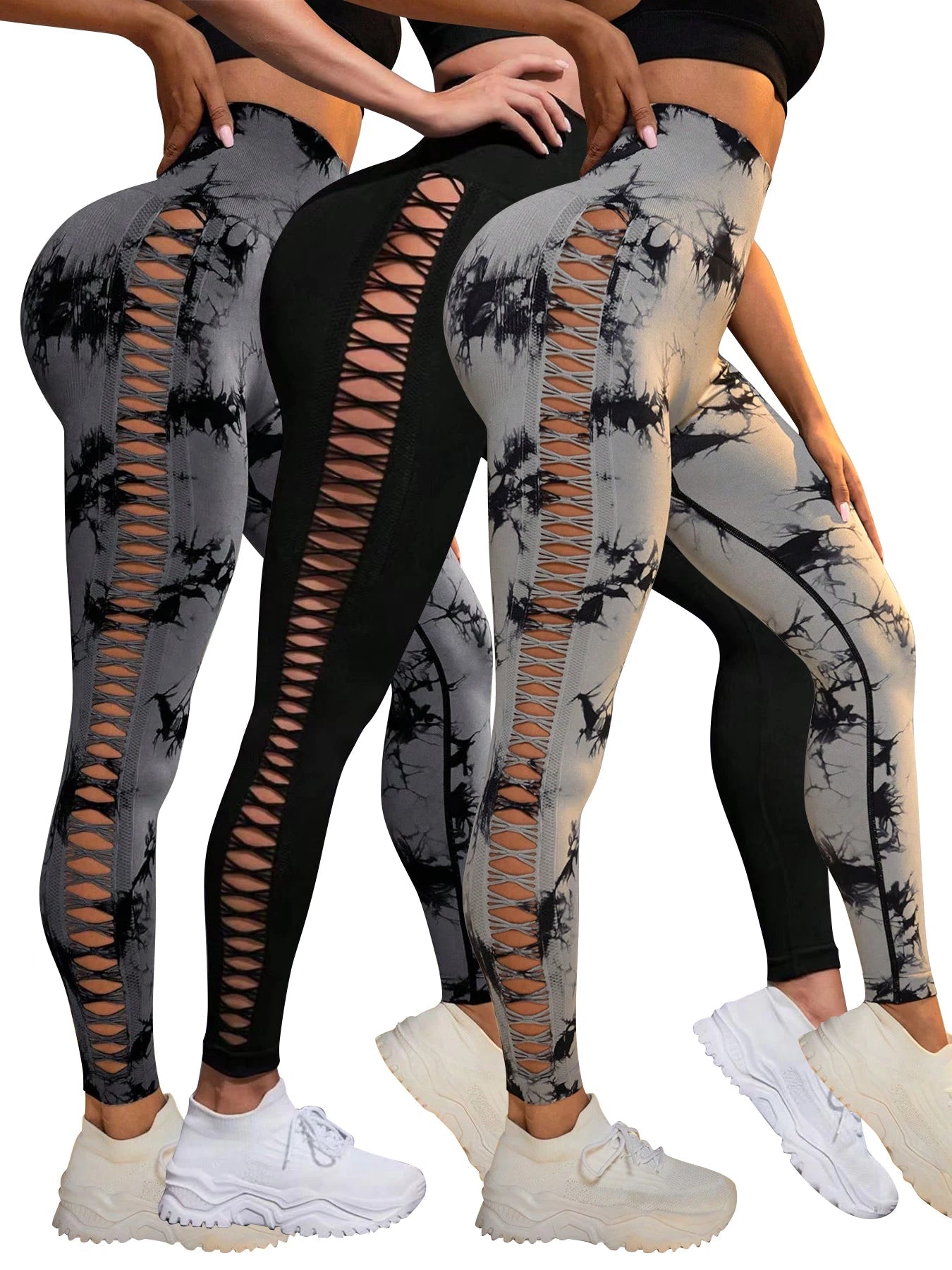 Tie Dye Seamless Leggings for Women High Waist Yoga Pants, Scrunch Butt Lifting Elastic Tights, Side mesh design - 𝐝𝐮𝐯𝐥𝐚𝐬𝐡𝐨𝐩.𝐜𝐨𝐦