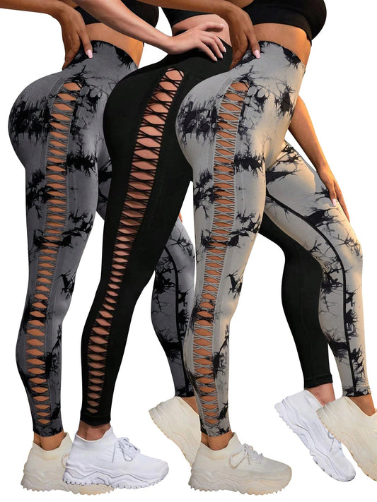 Tie Dye Seamless Leggings for Women High Waist Yoga Pants, Scrunch Butt Lifting Elastic Tights, Side mesh design - 𝐝𝐮𝐯𝐥𝐚𝐬𝐡𝐨𝐩.𝐜𝐨𝐦
