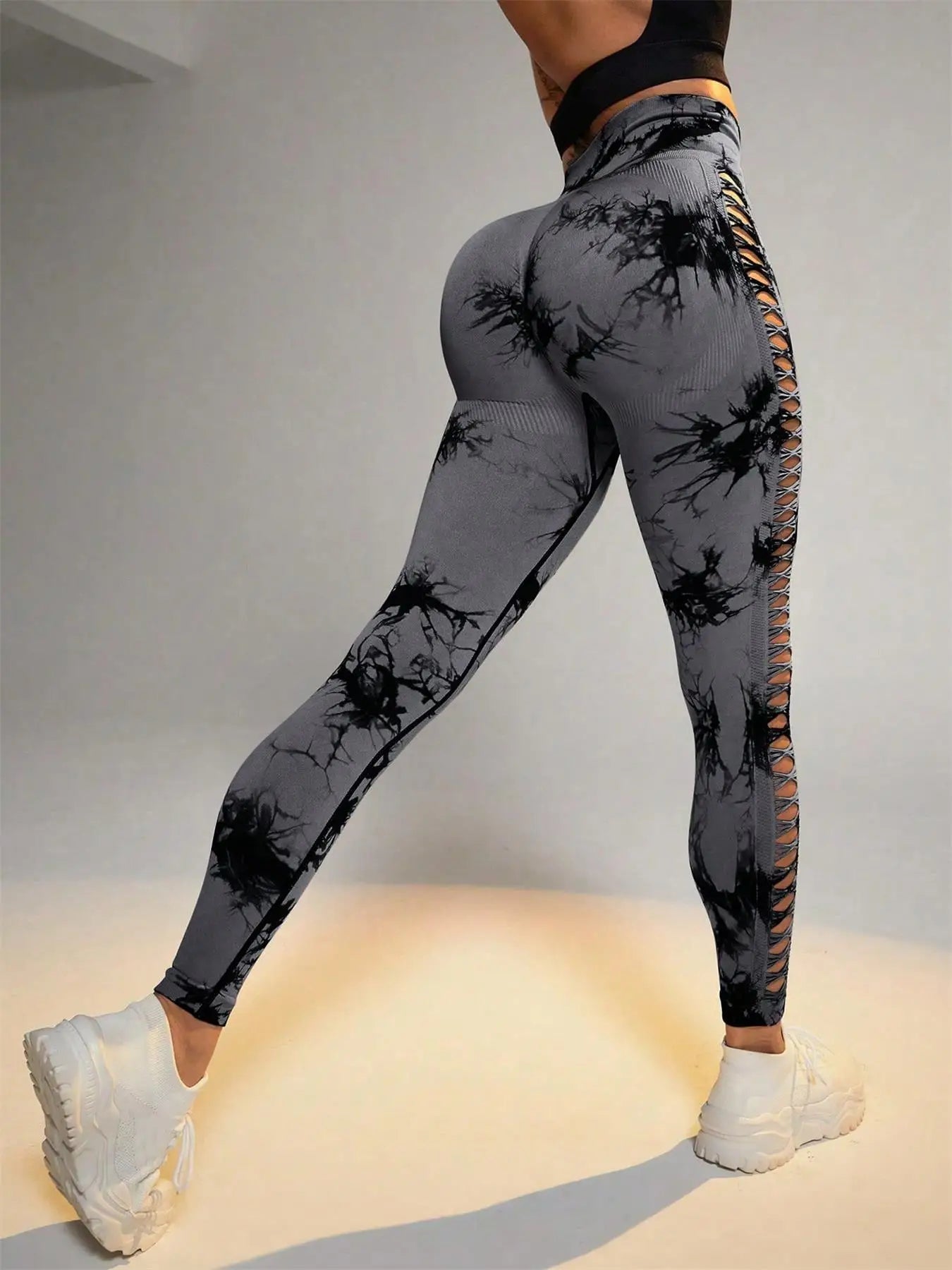 Tie Dye Seamless Leggings for Women High Waist Yoga Pants, Scrunch Butt Lifting Elastic Tights, Side mesh design - 𝐝𝐮𝐯𝐥𝐚𝐬𝐡𝐨𝐩.𝐜𝐨𝐦