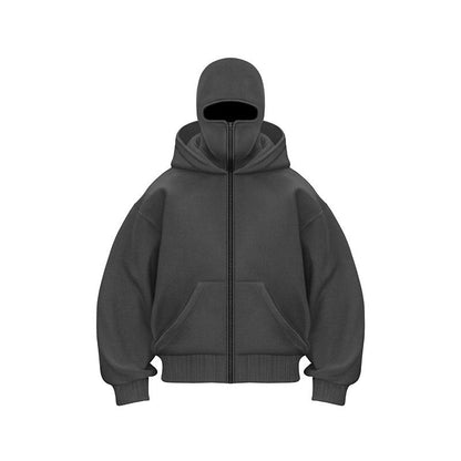 Trendy Fleece - lined Double Hood Unique Design Hoodie Unisex Loose Y2K Sweatshirt - 𝐝𝐮𝐯𝐥𝐚𝐬𝐡𝐨𝐩.𝐜𝐨𝐦