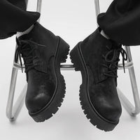Unisex Height Increasing Leather Boots – Vintage Round Toe Lace - Up Thick Bottom Ankle Shoes for Fall Winter Daily Wear - 𝐃𝐔𝐕𝐋𝐀𝐒𝐇𝐎𝐏