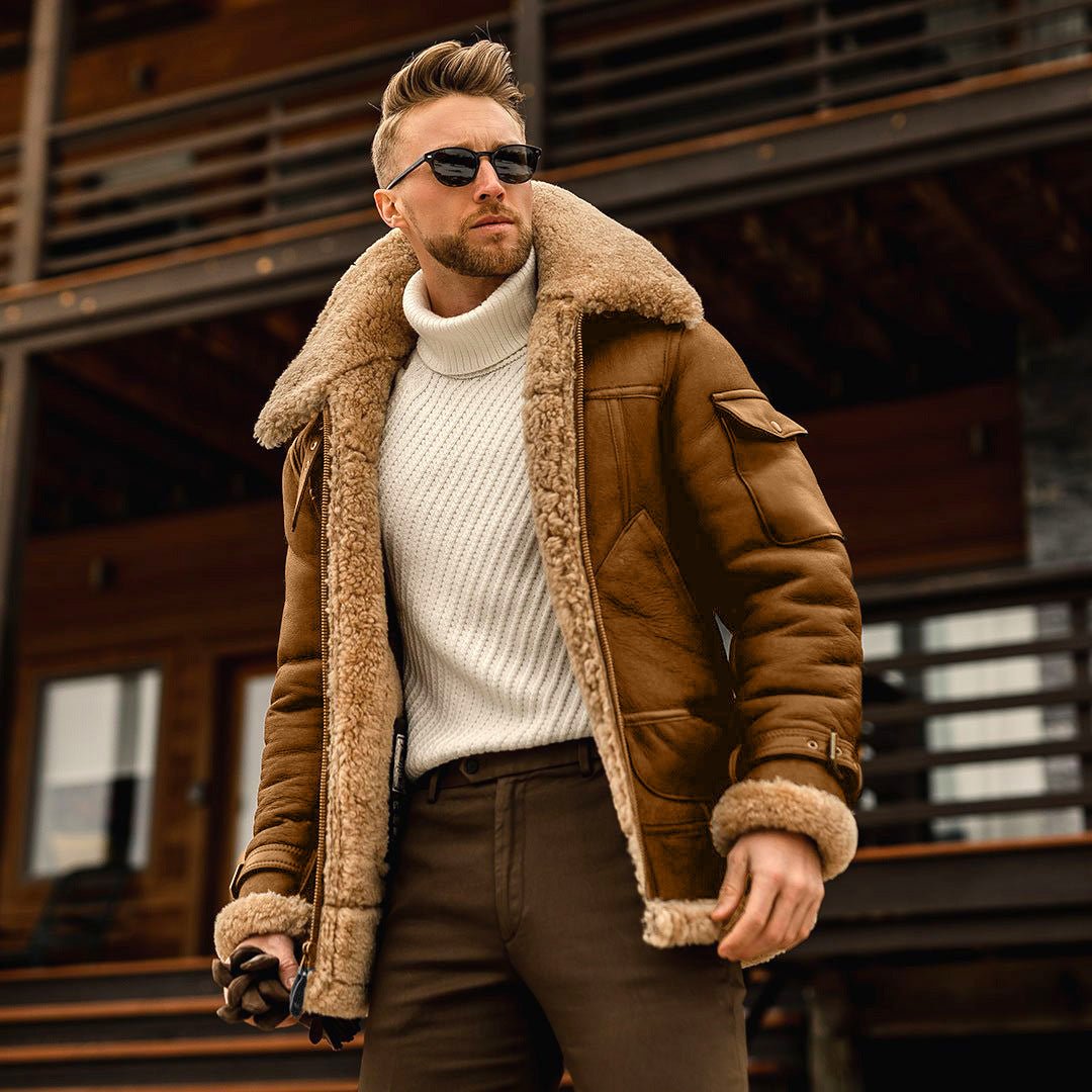 Warm winter men's fur one - piece jacket, thickened faux fur fur jacket - 𝐝𝐮𝐯𝐥𝐚𝐬𝐡𝐨𝐩.𝐜𝐨𝐦