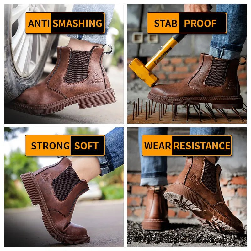 Water Proof Safety Work Shoes For Men Steel Head Leather Boots Male Footwear Indestructible Construction Work Shoes Brown - 𝐝𝐮𝐯𝐥𝐚𝐬𝐡𝐨𝐩.𝐜𝐨𝐦