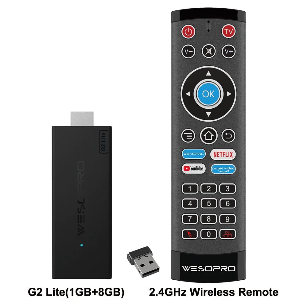 WESOPRO Android TV Stick G2 Lite Smart IPTV Dongle 1GB RAM 8GB ROM 2.4GHz 5.0GHz Wifi 4K Decoding Streaming Media VS Fire Stick - 𝐝𝐮𝐯𝐥𝐚𝐬𝐡𝐨𝐩.𝐜𝐨𝐦