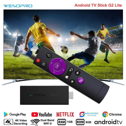 WESOPRO Android TV Stick G2 Lite Smart IPTV Dongle 1GB RAM 8GB ROM 2.4GHz 5.0GHz Wifi 4K Decoding Streaming Media VS Fire Stick - 𝐝𝐮𝐯𝐥𝐚𝐬𝐡𝐨𝐩.𝐜𝐨𝐦