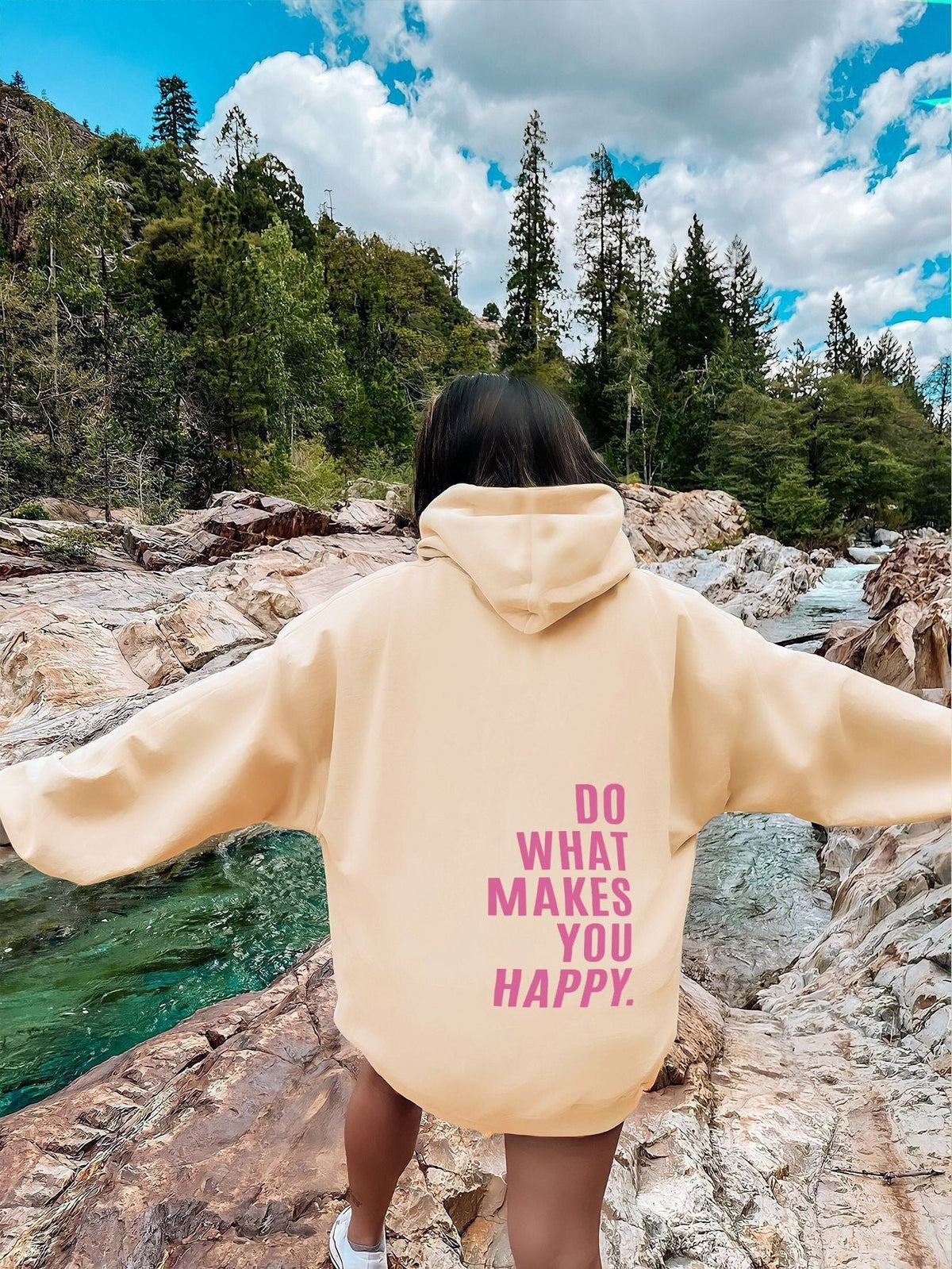 Women's Fleece - lined Hoodie with Print, Kangaroo Pocket, Drawstring, Letter Splicing, Abstract Print - 𝐝𝐮𝐯𝐥𝐚𝐬𝐡𝐨𝐩.𝐜𝐨𝐦