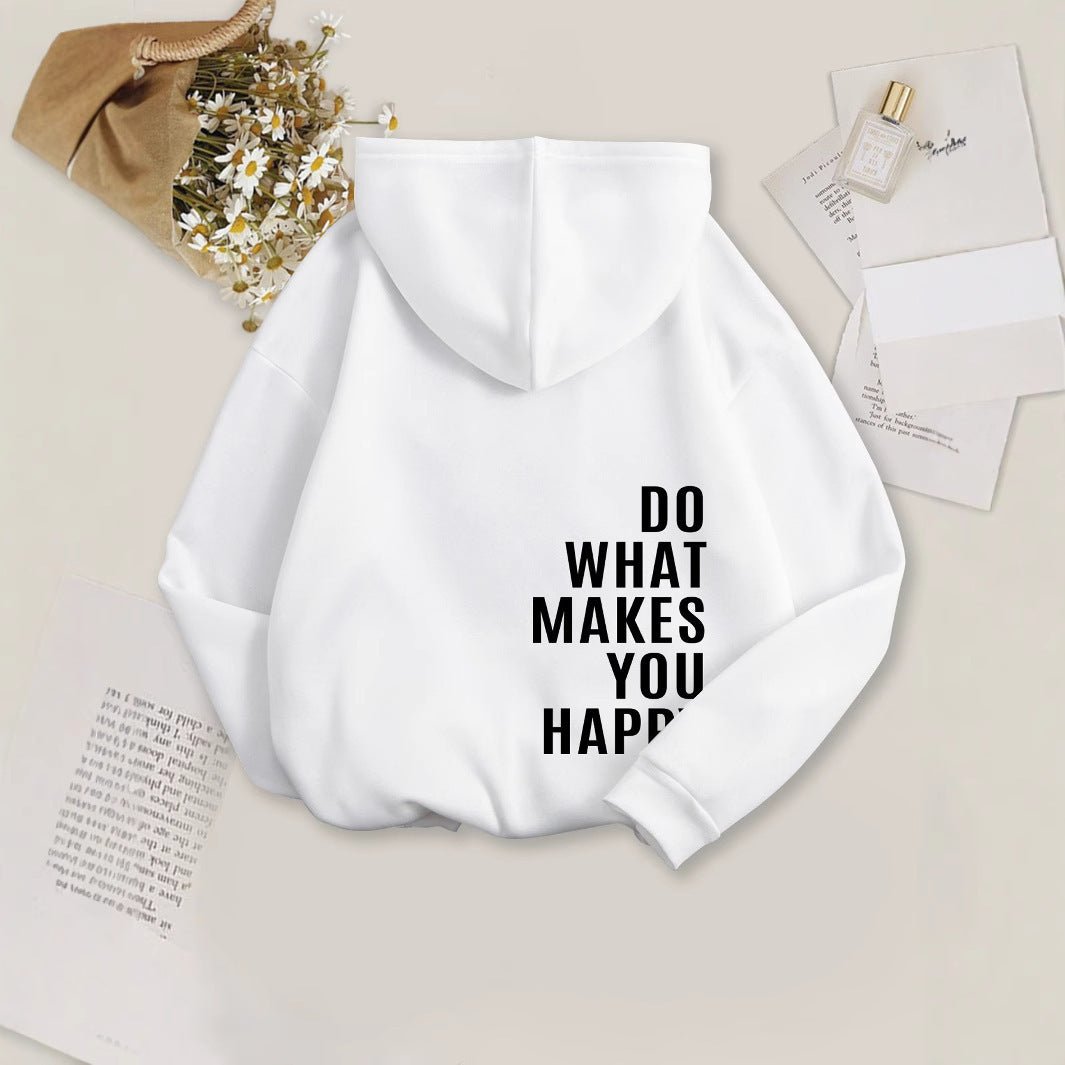 Women's Fleece - lined Hoodie with Print, Kangaroo Pocket, Drawstring, Letter Splicing, Abstract Print - 𝐝𝐮𝐯𝐥𝐚𝐬𝐡𝐨𝐩.𝐜𝐨𝐦