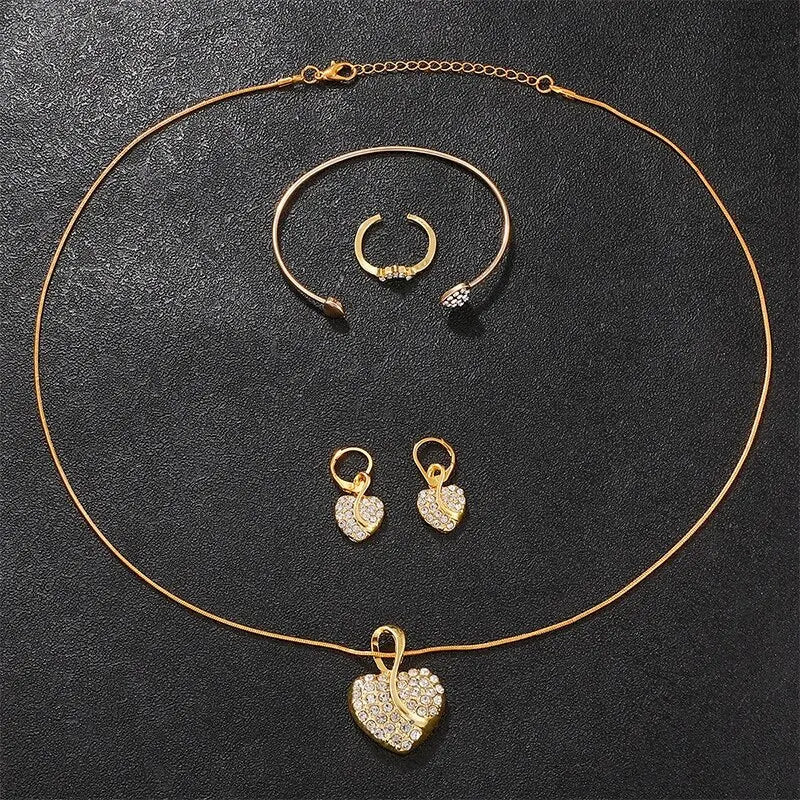 Women's Quartz Watch Gold Luxury Women Ring Necklace Earring Rhinestone Fashion Wristwatch Casual Ladies Watches Jewelry Set - 𝐝𝐮𝐯𝐥𝐚𝐬𝐡𝐨𝐩.𝐜𝐨𝐦